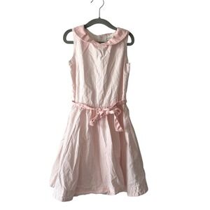 Hope & Henry Girls Pink Seersucker Organic Cotton Peter Pan Collar Dress Size 7